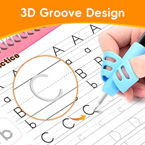 Magic Grooved Writing Practice, Large Grooved Handwriting Practice for Kids 5-7 8-10, Preschool Learning Activities, Tracing Books for Kids Ages 3-5, Preschool Workbook, Reusable Write Number Letter