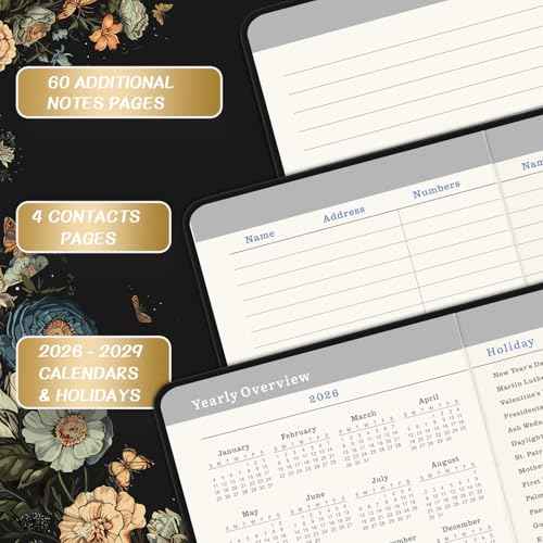 2026-2028 Pocket Planner/Calendar - 3 Year Monthly Planner 2026-2028, January 2026 - December 2028(36 Months), 6.3" x 3.8", Monthly Calendar with Inner Pocket and 61 Notes Pages - Butterfly