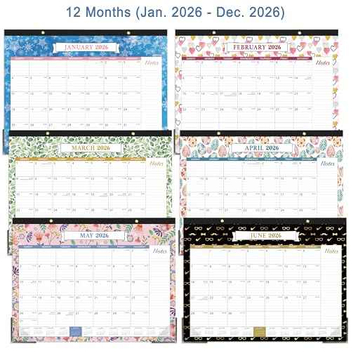 2026 Desk Calendar - Large Desk Calendar 2026, 22" x 17", Jan. 2026 - Dec. 2026, 12 Months Planning, Large Ruled Blocks, Tear Off Design, 2 Corner Protectors & 2 Hanging Hooks