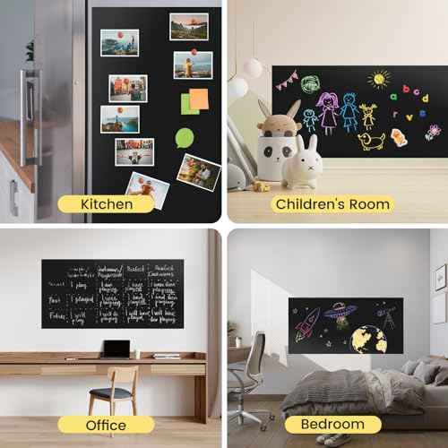 Magnetic Chalkboard Contact Paper for Wall, 48" X 36" Adhesive Blackboard Sticker, Chalk Board Magnet Wall for Kids Playroom Classrooms, Includes Dust-Free Chalks & Wipe Cloth & Magnet