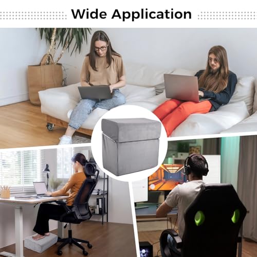 Adjustable Foot Rest Under Desk, Ergonomic Foot Support Cushion, Under Desk Ottoman with Washable Cover, Anti-Slip Design, Ideal for Office, Work, and Home Use (Gray)