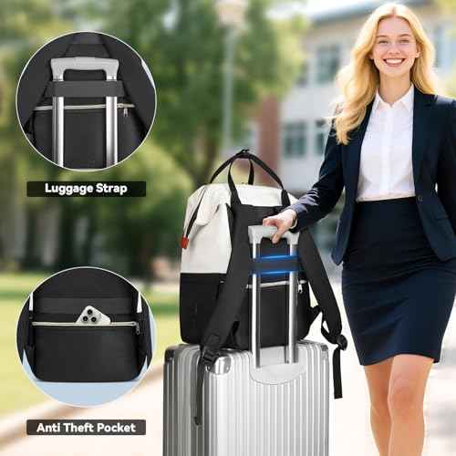 MATEIN Laptop Backpack with Lunch Box, 15.6 Inch Lunch Backpack for Women, College Computer Back Pack Work Backpacks with Insulated Lunchbox Meal Prep Bag for Teacher Nurse Commute Office, 2Pcs Set