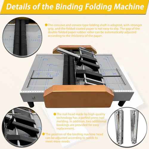 Automatic Booklet Maker & Folding Machine 110V Professional Desktop Booklet Stapler 17 Sheet 80G Paper Capacity 5 Stapling Positions Dual Action Binding Folding for Book and Paper