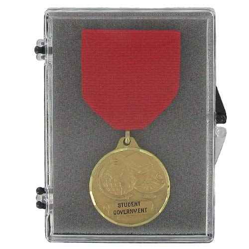 SHOP AWARDS AND GIFTS Medium Plastic Hinged Medal Box, Size 3-1/2 x 2-1/16 x 1/2 Inch - Pack of 12