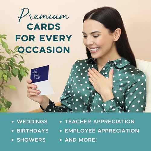 VNS Creations 20 Pack Thank You Cards With Envelopes, Stickers, 4x6 Inch Blank Thank You Notes - Bulk Box Set Large Notes for Graduation, Wedding, Small Business, Baby & Bridal Shower - Navy Blue