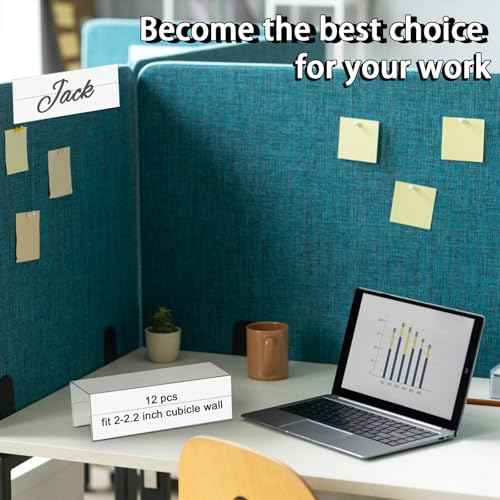 Cubicle Name Plate Holders Cubicle Name Plate Sign Holder Name Plate Bracket Double Sided Nameplates for Walls 2X8 PET Material Changeable Cubicle Name Plate Holder for School Office (12)