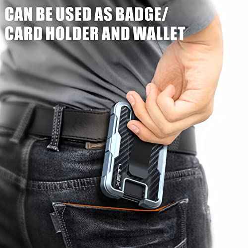 LIUGX Aluminum Badge Holder/Card Holder Wallet with Box, with Carbon Fiber & Metal Clip, Durable ID Card Holder (Holds 4 Cards) for EDC Birthday Christmas - for Men, Dad, Boyfriend, Him