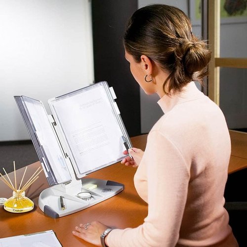 Tarifold DJOIS Desktop Reference and Display System, Steel Wire Frame, Letter-Size, 10 Double-Sided Pockets, 20-Sheet Capacity, Expandable, Made in France, Grey (TD271)