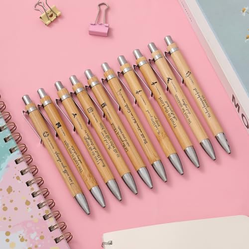 Mr. Pen- Bible Verse Retractable Bamboo Pen, 200 Pack, Black Ink, Christian Pens for Women Men, No Bleed Through, Ballpoint, Inspirational, Bulk