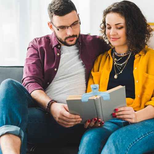 2Pcs Strong Book Clip Transparent Blue Book Page Holder Clips, Page Holders Book Reading Opener Accessories, Multifunctional Practical Book Clips Transparent Portable Reading Book Page Holders