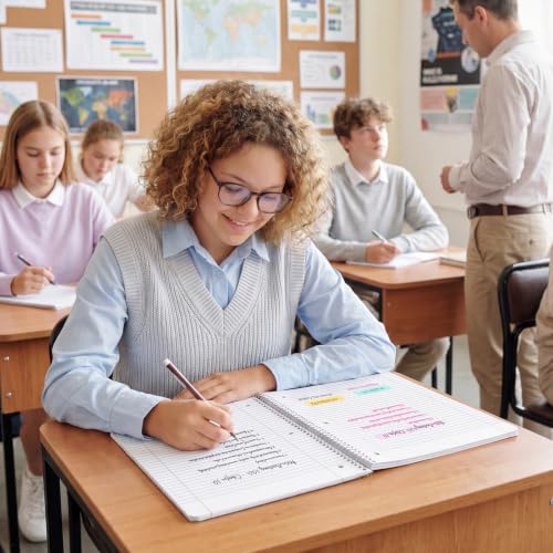 SUNEE Pastel Spiral Notebooks Pack of 3 - 8x10.5 College Ruled, Durable Coil, Tear-Out Pages, 70 Sheets Each for School