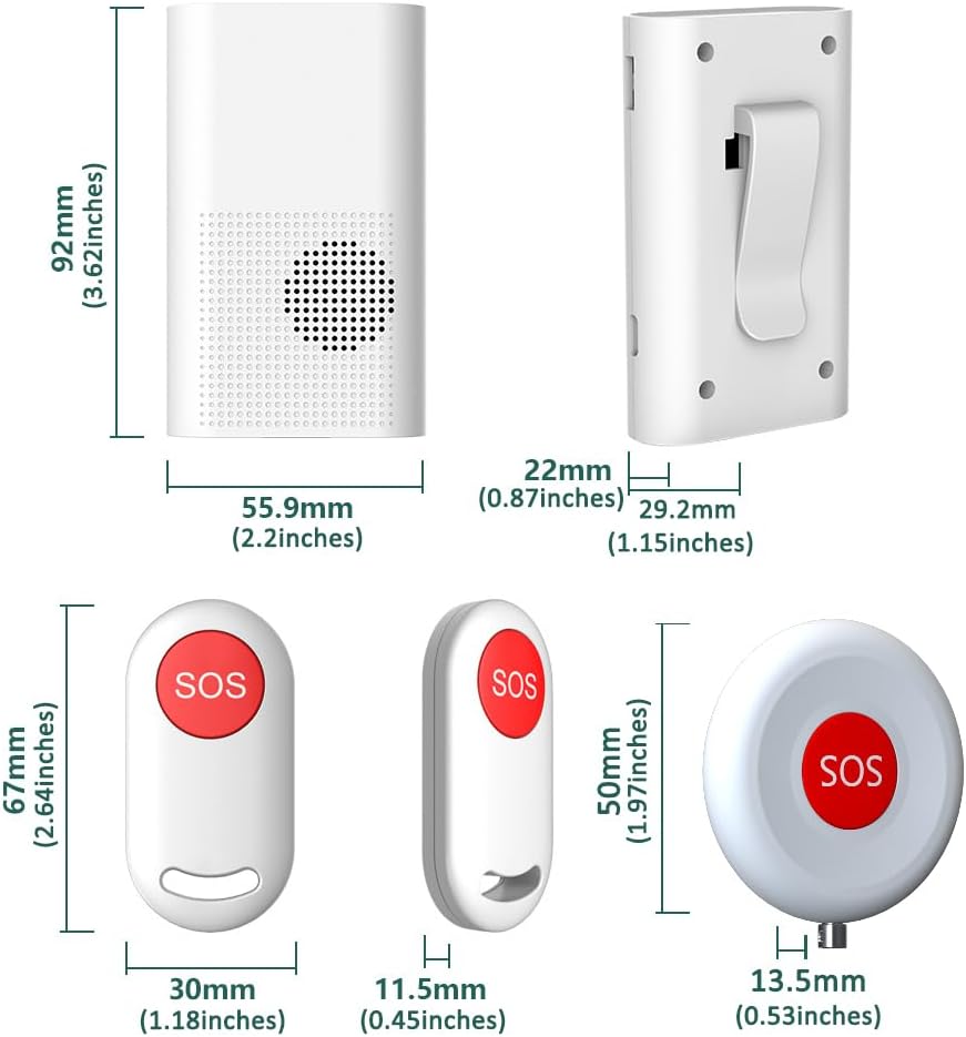 Skiennix Wireless Caregiver Call Button - Rechargeable Pager for Seniors | Emergency Alert System with Portable Receiver
