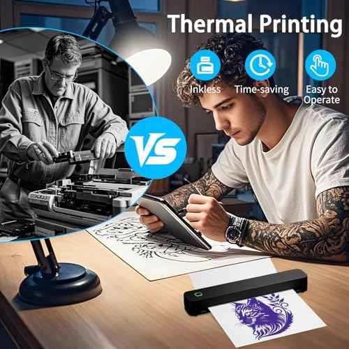Tattoo Stencil Printer, Bluetooth Tattoo Printer with Super Slime Design,Portable Tattoo Machine, Compatible with Android, iOS, Windows, MacOS, Support Mobile & PC