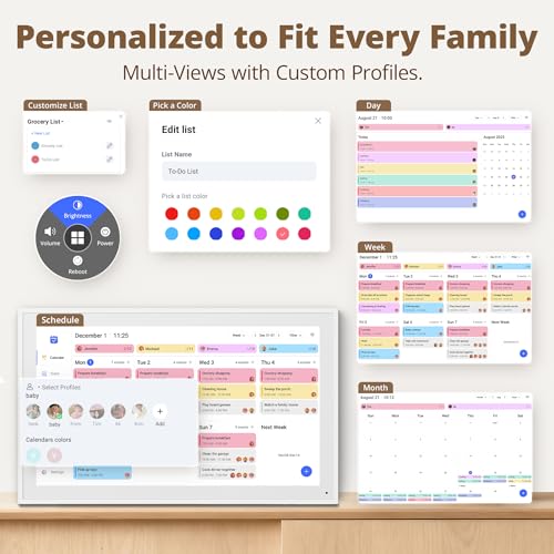 Dragon Touch 15.6-Inch Digital Family Calendar & Chore Chart, White