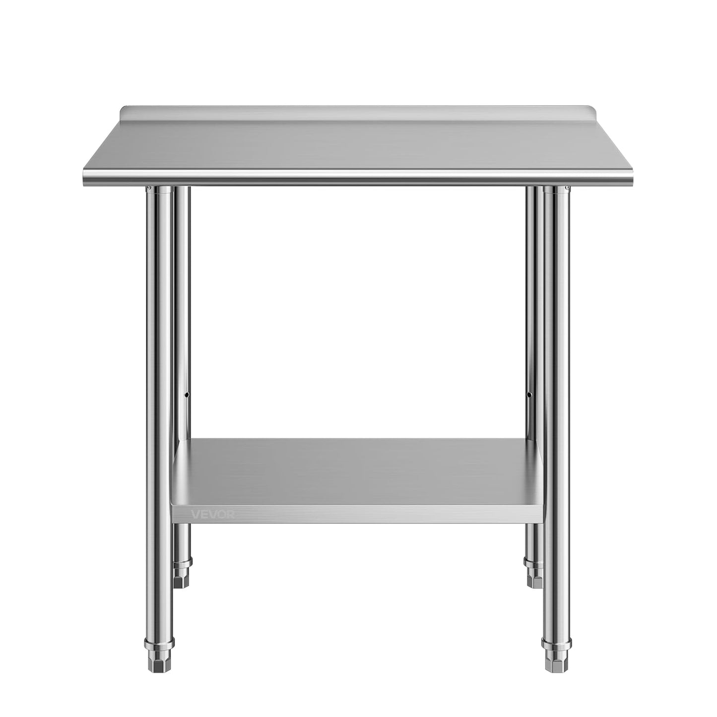 VEVOR Stainless Steel Work Table, 24x36 Inch Food Prep Table with Backsplash, Commercial Kitchen Workstation with Adjustable Undershelf, Metal Heavy Duty Utility Worktable, for Restaurant Home Outdoor