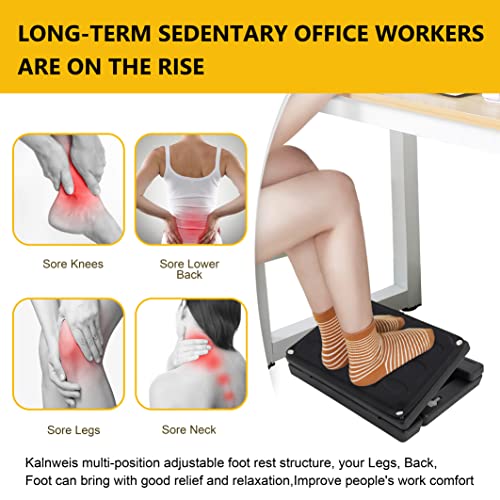 Adjustable Foot Rest Under Desk - Ergonomic Office Foot Stool with Massage, Leg Rest for Desk, Anti-Slip Design for Home & Work, Improves Posture (PB-Black)