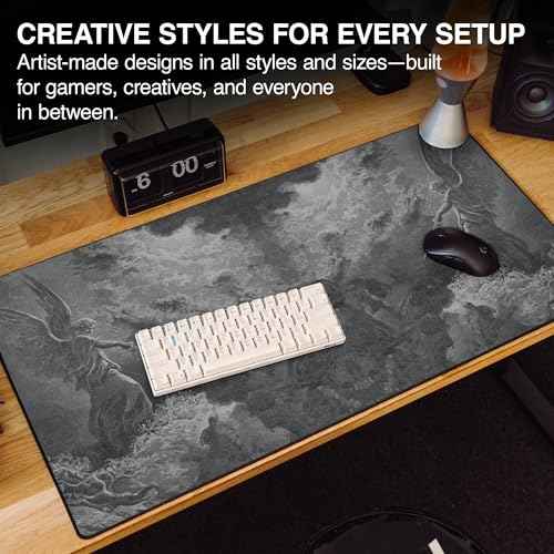 MPCO. Large Gaming Mouse Pad- 36" x 17" Duraglyde Ancient Times Grey & White Mouse Pad Mat - Full Desk Mouse Pad for Smooth Control - Non-Slip, Washable, Smooth Finish Large Mousepad for Desk