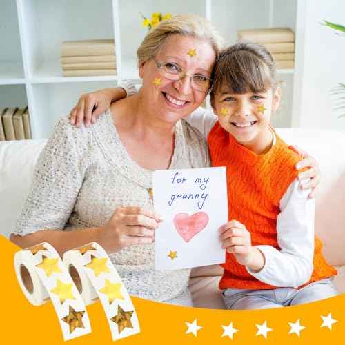 1000 pcs Star Stickers for Kids Reward, Holographic Gold Stars Stickers, 2 Rolls Sparkly Foil Star Stickers for Behavior Chart, Student Planner, School Classroom Students Teacher Supplies (1 inch)