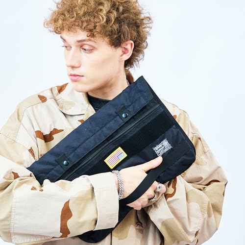 Rough Enough 14 Inch Laptop Sleeve Case Tablet Bag for Men with Tactical Molle Function for Travel Outdoor Adventures Weather Resistant Cordura Black