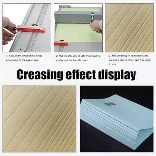 Manual Creaser 18In Desktop Creasing Machine Paper Card Creaser Manual Paper Folding Creaser with 2 Adjustable Block Positioning Rulers for Paper Cardstock Photos Indentation Depth 0.02''