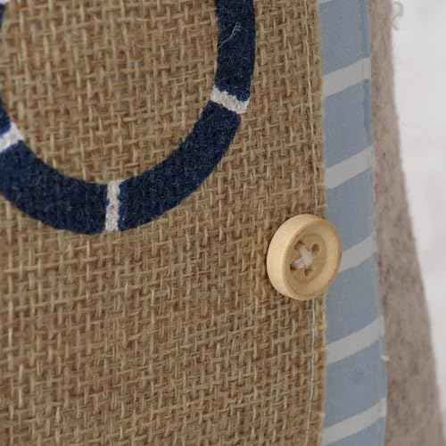 Coastal Cabana Soft Door Stops, Jute, Cotton, Loop Tops, Weighted, 11.75 Inches, House Shaped with Anchor and Lifesaver Fabric Embellishments