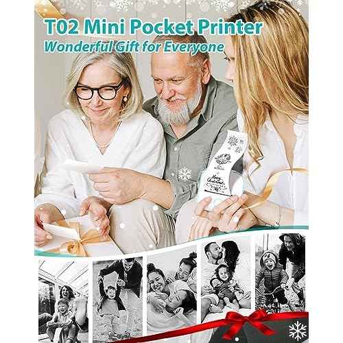 Phomemo Sticker Printer- T02 Print Pods Mini Sticker Printer Maker, Inkless Machine Portable, Bluetooth Thermal Pocket Photo Maker for Study Notes, Daily, Photos, DIY, Green