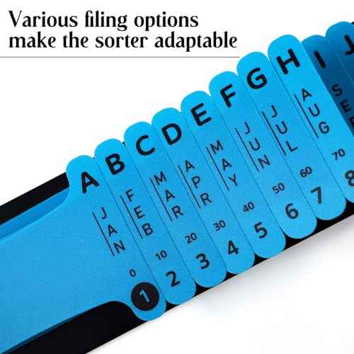 PerKoop Plastic All Purpose Document Sorter Alphabetical a-z File Organizer Compact Upright Space Saving Paper Organizer for File Office School, Blue, 2.52 x 23.5 inches(2 Sets)