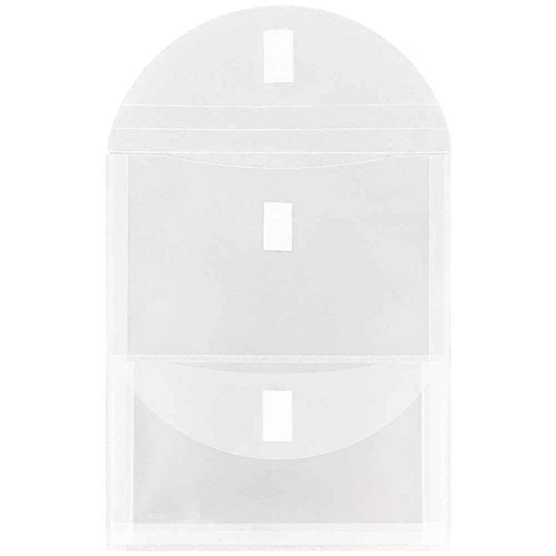 JAM PAPER Plastic Multi Pocket Envelopes with Hook & Loop Closure - 2 Pockets - Letter Open End - 9 3/4 x 11 1/2- Clear - 12/Pack