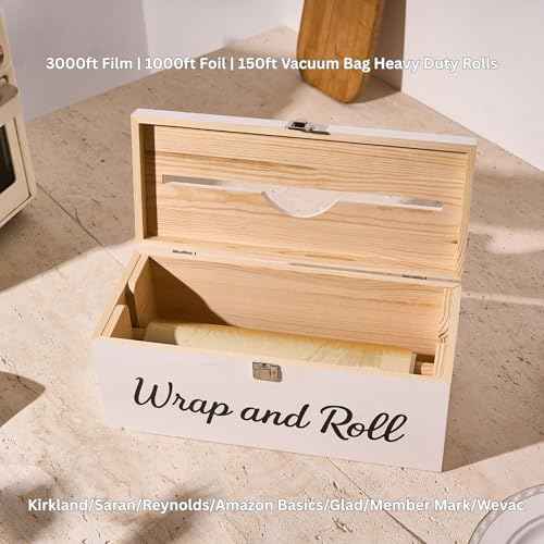 Plastic Wrap Dispenser with Cutter? Fits 12" 3000ft Costco Wrap, Foil, Cling, Wax Paper for Kitchen, Restaurant
