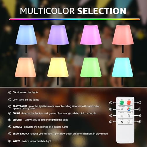 Solar Outdoor Floor Lamp USB Rechargeable Cordless Dimmable RGB Warm White LED Lights for Yard Garden Patio Round Base 59 inch Black