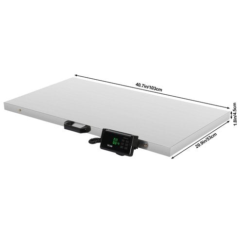 TUFFIOM 1100Lbs x 0.2Lbs Postal Digital Livestock Scale, Electronic Stainless Steel Platform Heavy Duty Vet Animal Scale,Dog Pig Goat Sheep Scale, Silvery