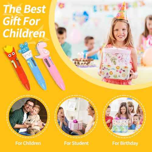 LiYiQ 100 PCS Multicolor Pen in One Fun 4-in-1 Cute Pens Bulk Kawaii Cool Ballpoint Pens for Kids Fun Gifts
