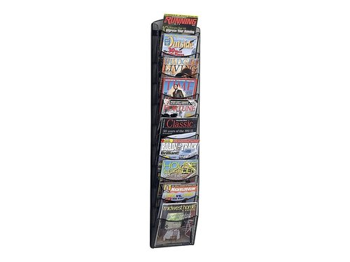 Safco Onyx Mesh Magazine Holder, Display Rack with 10 Pockets, Brochure Organizer, Commercial-Grade Steel Construction, Black