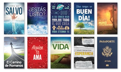 Spanish Gospel Tracts Assortment Pack - Top 10 Titles in Colorful Glossy Prints