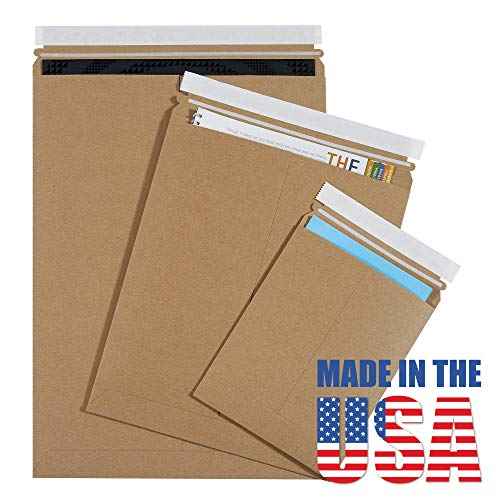 Aviditi 6 x 8" Stayflats Brand Rigid Flat Mailers, Kraft (Pack of 100) Photo Document Mailers, Peel & Seal Closure, Tear Strip Easy Opening.