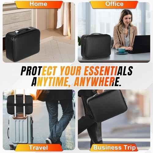 Fireproof Document Box with Lock, Hard Shell Fireproof File Organizer, Portable Water Resistant Safe Box for Important Documents Passports Certificates