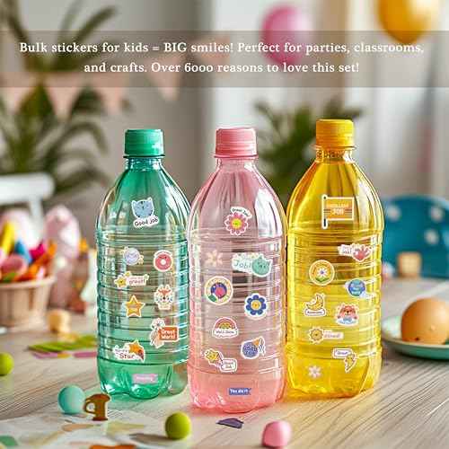64 Sheets Stickers for Kids,6000+PCS Kids Stickers Bulk,Animals, Stars, Cakes, Desserts, Heart-Shaped Motivational,Teacher and Students