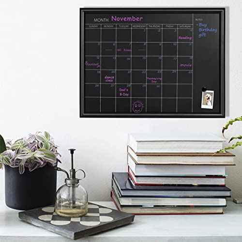 TORASO Calendar Chalkboard, Small Magnetic Surface Black Wood Frame Chalk Board for Planning/School Timetable/Memo,11.8 x 15.7 inches, Hanging Board for Office, School and Home(YLHB-BK-3040)