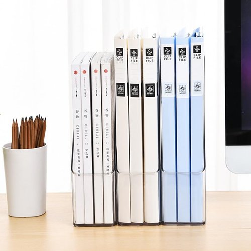 WRINGKIT 6 Pack Clear Magazine Holder, File Magazine Rack with Handle, Vertical Folder Document Storage, Magazine File Organizer for Desk, Office, Home, School
