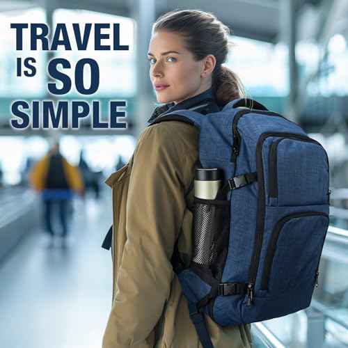 Dinictis Travel Backpack Carry on Flight Approved, Backpack Suitcase for Travel, Personal Item Travel Bag fits 17 inch Laptop-Blue