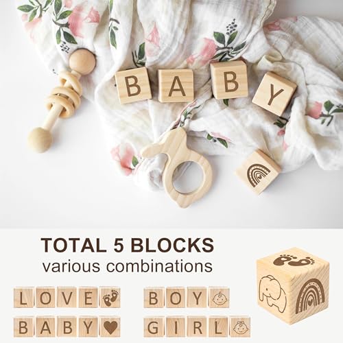 Coming Soon Baby Announcement Ideas, Surprise Pregnancy Announcement for Grandparents Dad Husband Family- Gender Reveal Baby Shower Gifts- Felt Letter Board, Onesie,Booties, Wooden Blocks