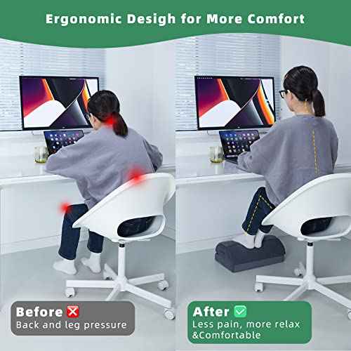 Footrest for Under Desk Ergonomic Comfortable Foot Stool with 2 Adjustable Heights, Suitable for Office, Home Car Foot Rest, Grey