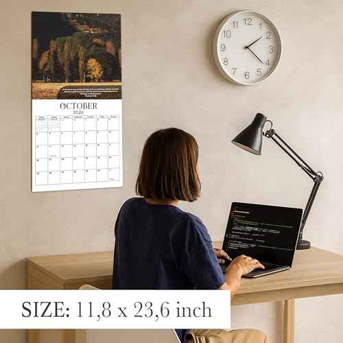 2026 Wall Calendar Christian, Bible Verse Calendar 2026, 12 Monthly Religious Spiritual Scripture Gifts For Men, Women, NIV Biblical Quotes Catholic Present, Jesus Faith Home Office Decor 12X12"