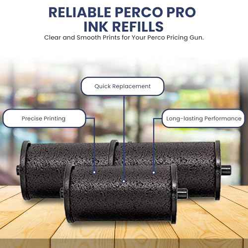 Perco Ink Roll for Perco Pro (1 and 2 Line) Price and Date Guns - Pack of 10 Replacement Inkers - Easy to Load, Premium, Clear & Bold Prints - Made in USA