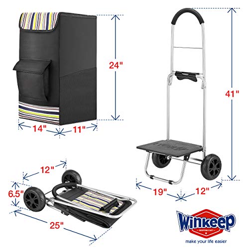 Shopping Cart, Super Loading Grocery Trolley, 220 lbs Capacity, Foldable Cart with Extra Large Black Shopping Bag Portable Grocery Utility Cart With Adjustable Bungee Cord