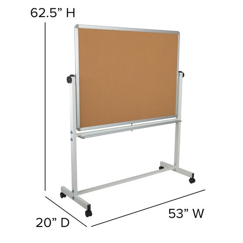 Flash Furniture HERCULES Series 45.25"W x 54.75"H Double-Sided Mobile White Board with Pen Tray