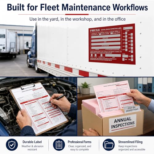 Vehicle Inspection Kit – 30 Annual Report Forms & 30 Red Labels for Fleet Records