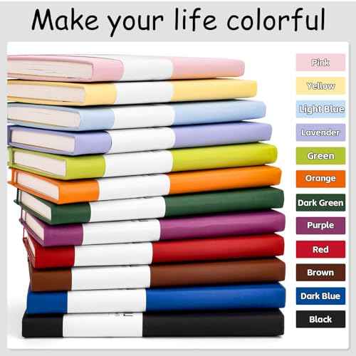 Dynta Lined Journal Notebooks for Women Men, 12 Pack A5 Hardcover Journals Bulk, 200 Pages/100 Sheets, 5.8 x 8.4 inch, 12 Colors, College Ruled Notebooks for Work, Writing, Note Taking
