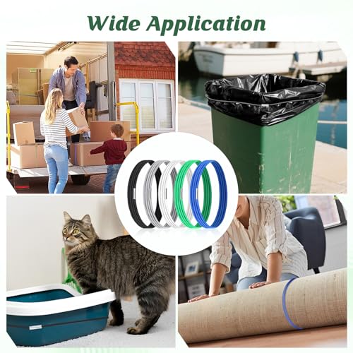 Heavy-Duty 5 Pack Trash Can Rubber Bands for 55-96 Gallon Bins, Elastic Bag Holders (Multicolor)