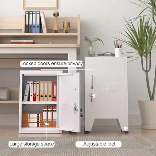 pozdeg 24.5-Inch White Lockable Steel Storage Locker with Adjustable Shelf